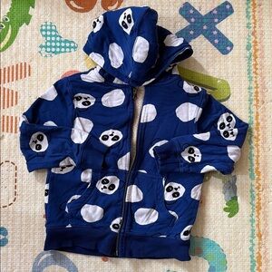 Hanna Andersson Faux Shearling Lined Panda Bears Hoodie Size 5T